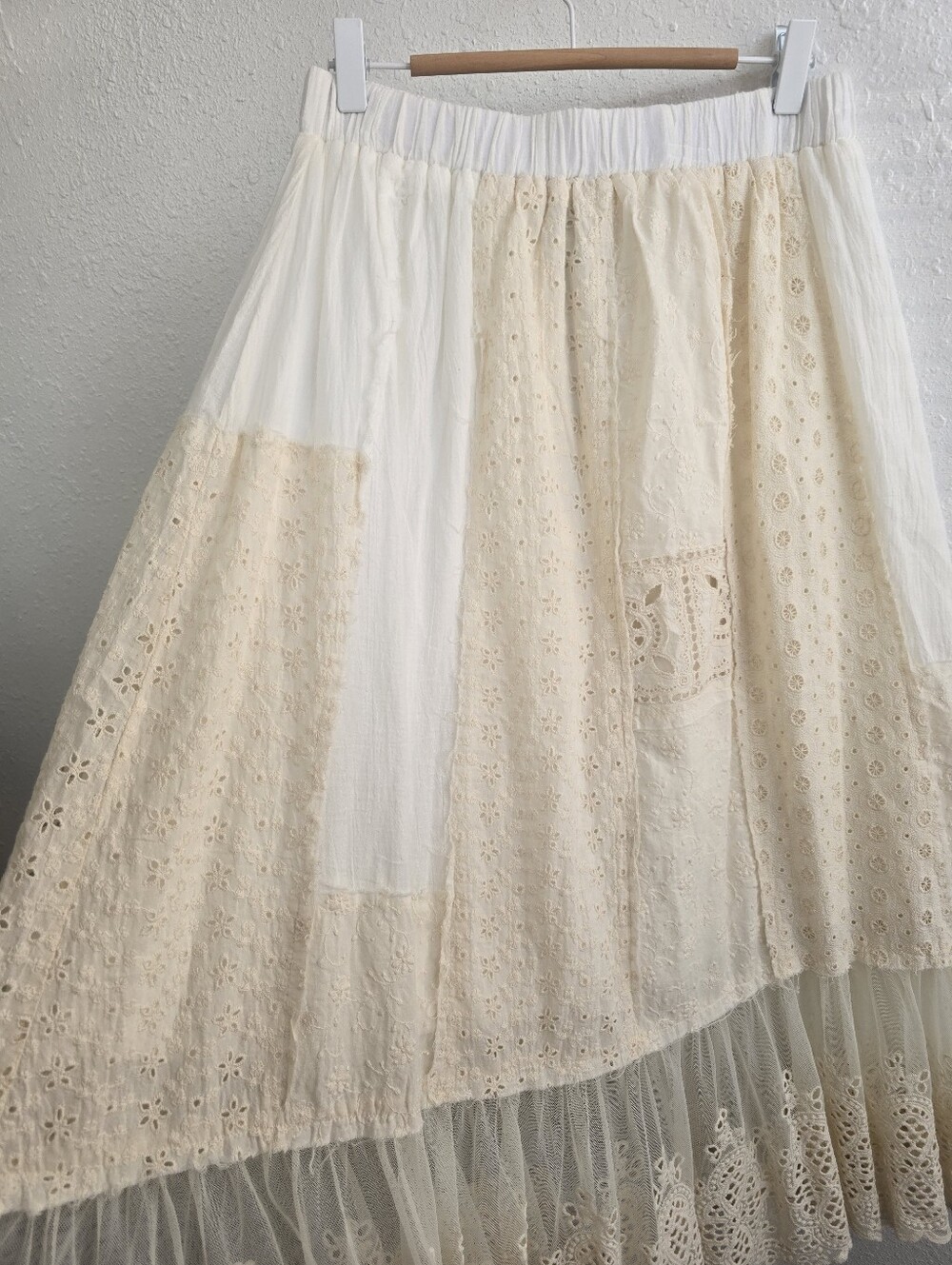 Jaded Gypsy Rare Feeling Skirt One Size Parchment Lace Patchwork NWT - Picture 3 of 7